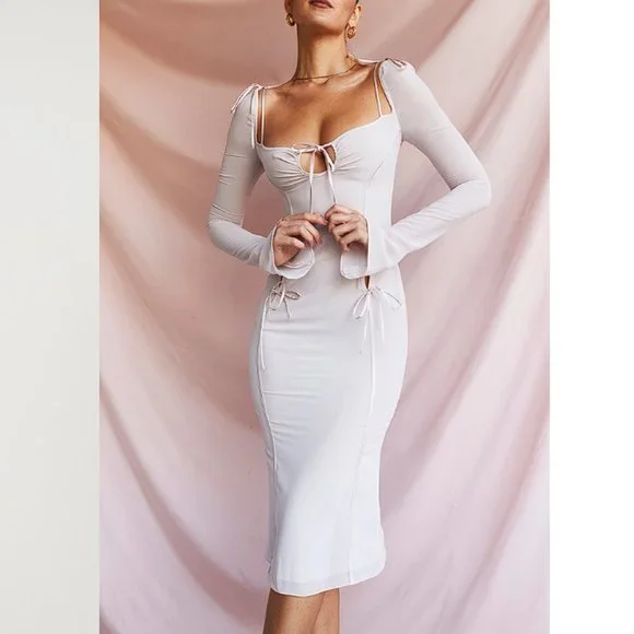 HOUSE OF CB 'Ophelia' Crystal Cutout Midi Dress NWOT - Picture 9 of 13